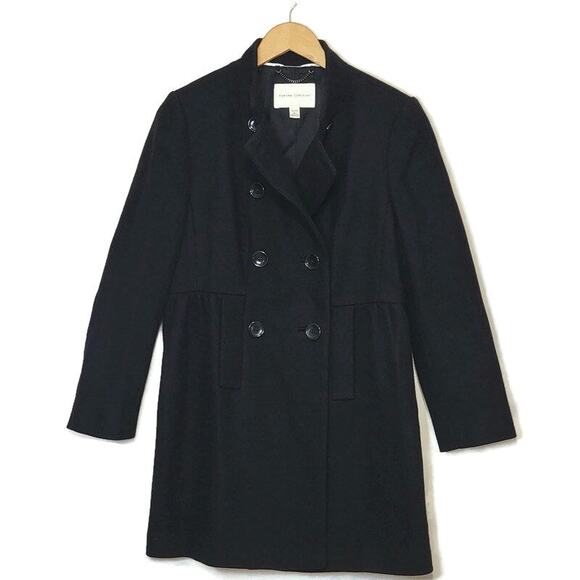Banana Republic Wool Black Coat Double Breasted Princess Cut Mid Length Size PL - Picture 16 of 16